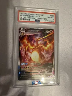 2022 POKEMON SWSH BLACK STAR PROMO #261 FULL ART/CHARIZARD VMAX PSA 8 - Image 1