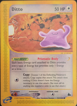 Pokemon TCG Ditto 51/144 Skyridge 50 HP Prismatic Body Regular English - Image 1