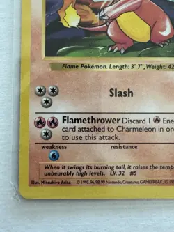 Pokemon Base Set Shadowless Charmeleon 24/102 Non Holo MP - Image 2