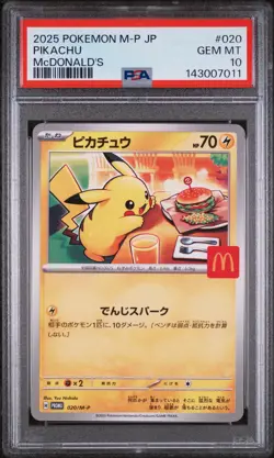 2025 POKEMON JAPANESE M-P PROMO MCDONALD'S #020 PIKACHU PSA 10 - Image 1