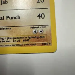 Pokemon Hitmonchan Holo Rare Base Set 7/102 1999 English - Image 4