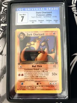 Pokemon 2000 Dark Charizard Non-Holo 21/82 1ST EDITION Team Rocket CGC 7 NM - Image 1
