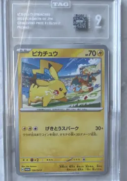 Pokemon TCG Pikachu 120/SV-P Japanese Sv-P Promo Holo TAG Grade 9 2023 - Image 1
