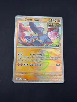 Great Tusk 055/131 MASTER BALL PATTERN REVERSE HOLO Prismatic Evolutions Pokemon - Image 1