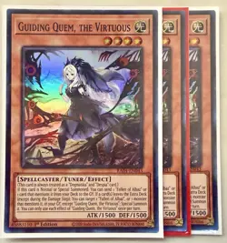 Yugioh! 3x Guiding Quem, the Virtuous RA04-EN043 Super Rare 1st Ed NM - Image 1