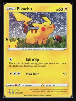 Pikachu - (General Mills) Holo Black Star Promo Pokemon Card SWSH039 NM - Image 1