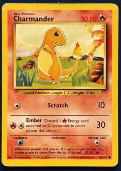 Charmander 46/102 Base Set Regular Common Lightly Played Vintage Pokemon Card - Image 1