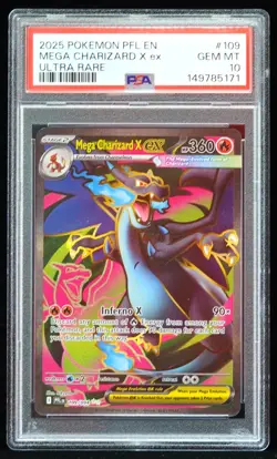 2025 Mega Charizard X ex #109/094 Phantasmal Flames PSA 10 Pokemon Card - Image 1