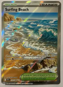 The Pokemon Company Surfing Beach 114/086 Pokemon Card 151 Holo Trainer-Stadium - Image 1