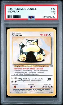 1999 POKEMON JUNGLE #27 SNORLAX PSA 7 - Image 1