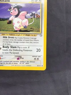 Pokemon Cards: Neo Genesis 1st Edition Uncommon: Miltank 41/111 - Image 4
