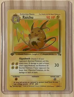 Raichu 29/62 1st Edition LP Fossil Set 1999 Rare Non-Holo Pokemon Card NM - Image 1