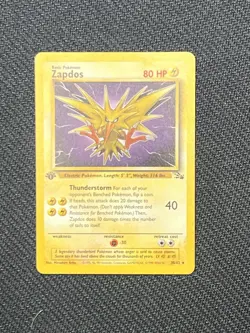 Pokemon TCG Zapdos 30/62 1st Edition Fossil Rare Non-Holo Card 1999 WOTC - Image 1