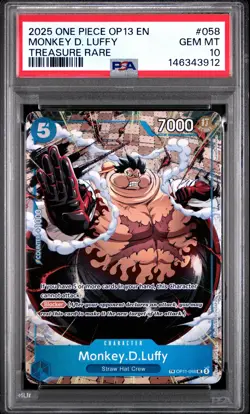 2025 ONE PIECE OP13-CARRYING ON HIS WILL TREASURE RARE MONKEY D. LUFFY PSA 10 - Image 1