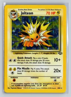 Pokemon Jolteon TCG Holo Rare Card Jungle Series 4/64 Unlimited MP - Image 1