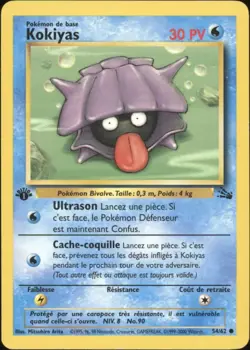 2000 Pokemon FRENCH 1st Edition Fossil Kokiyas-Shellder 54/62 VG-EX - Image 1