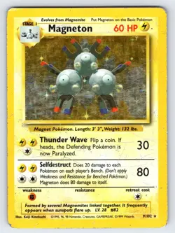 Magneton 9/102 1999 Base Set Unlimited Pokemon Card WOTC Vintage Holo Rare - Hp - Image 1