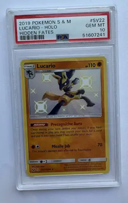 2019 Pokemon Hidden Fates Shiny Lucario SV22/SV94 PSA 10 - Image 1