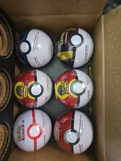 Costco Pokemon TCG Pokeball Tin Lot of 6 Balls - 18 Booster Packs Sealed (G25) - Image 1