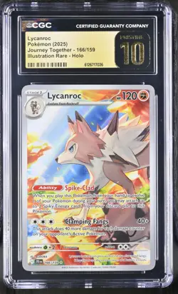 2025 Pokemon JTG EN Illustration Rare #166 Lycanroc CGC 10 PRISTINE - Image 1