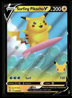 Surfing Pikachu V 008/025 Holo V Rare Celebrations Pokemon NM/M - Image 1