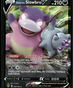 Galarian Slowbro V 099/189 Holo V Rare Darkness Ablaze Pokemon NM/M - Image 1