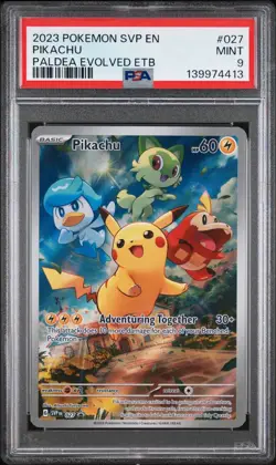 Pokemon TCG Pikachu 027 Paldea Evolved Promo PSA 9 - Image 1