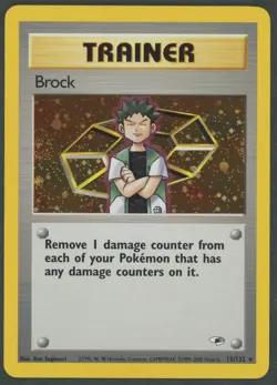 2000 Pokemon TCG Gym Heroes Brock 15/132 Unlimited Holo Rare NM - Image 1