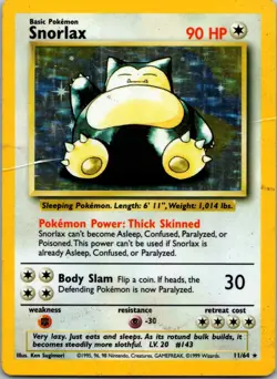 1999 Pokemon Snorlax Fossil Holo DMG - Image 1