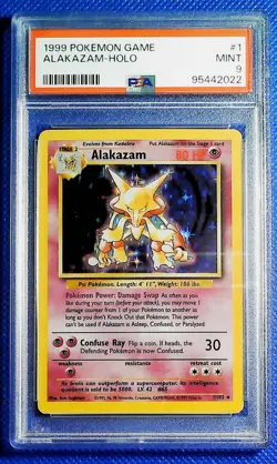 1999 POKEMON Unlimited #1 ALAKAZAM PSA 9 - Image 1