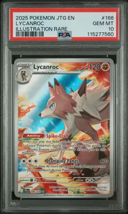 2025 Pokemon Journey Together Lycanroc Illustration Rare #166 PSA 10 - Image 1