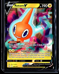 2022 TCG Pokemon Rotom V 058/196 Holo SWSH11 Ultra Rare Lost Origin - Image 1