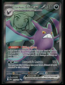 Pokemon Team Rocket's Crobat ex Ultra Rare 217/182 DRI SV10: Destined Rivals NM - Image 1