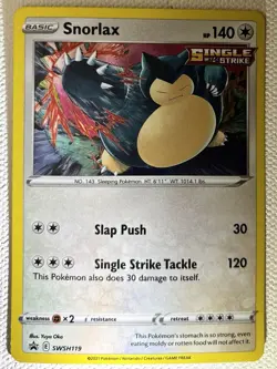 The Pokemon Company Snorlax SWSH119 SWSH Promo Holo Single Strike 140HP EN 2021 - Image 1