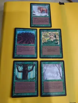 MTG Card. Beta old vintage x5 war Mammoth,wall of wood,Regeneration,fog,treefolk - Image 1