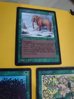 MTG Card. Beta old vintage x5 war Mammoth,wall of wood,Regeneration,fog,treefolk - Image 4