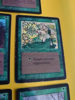 MTG Card. Beta old vintage x5 war Mammoth,wall of wood,Regeneration,fog,treefolk - Image 5