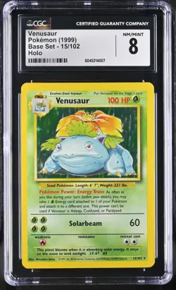 CGC 8 Venusaur 1999 Base Set 15/102 Holo Pokemon Card - Image 1