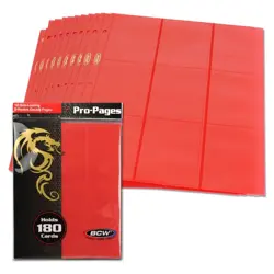 100 BCW Side Loading 18 Pocket Album Pages Red Binder Page Trading Cards MTG - Image 1