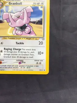 Pokemon Cards: Neo Genesis 1st Edition Uncommon: Granbull 37/111 - Image 4