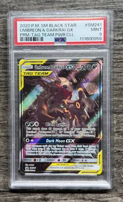 Pokemon Umbreon & Darkrai GX SM241 PSA 9 SM Black Star Promo TAG TEAM Holo - Image 1