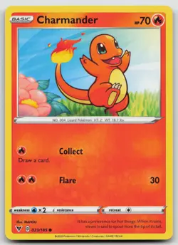 Charmander 023/185 SWSH04: Vivid Voltage Common Pokemon TCG Card - Image 1
