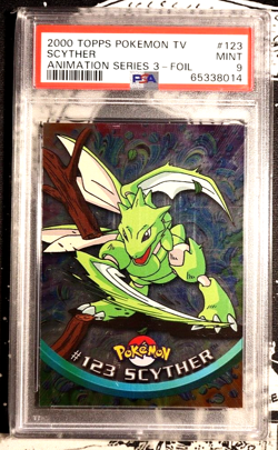 PSA 9 MINT Scyther #123 SILVER FOIL Topps Series 3 Pokemon Card - Image 1