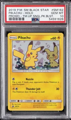 2019 POKEMON SM BLACK STAR PROMO #SM162 PIKACHU-HOLO PSA 10 - Image 1