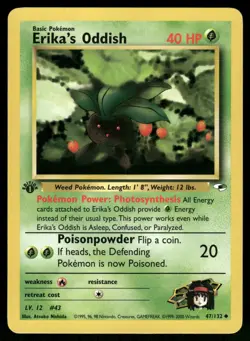 Erika's Oddish 47/132 Uncommon Gym Heroes Pokemon 1st Edition Lightly Played - Image 1