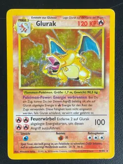 Glurak/Charizard 4/102 Base Set Front VG Back Poor Vintage Retro Deutsch Pokemon - Image 1