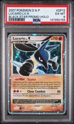 2007 POKEMON DIAMOND & PEARL BLACK STAR PROMO HOLO #DP12 LUCARIO LV.X PSA 6 - Image 1