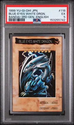 1999 YU-GI-OH! JAPANESE BANDAI-3RD GENERATION #118 BLUE-EYES WHITE DRAGON PSA 5 - Image 1