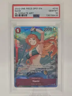 2022 One Piece OP01 #016 EN Nami Alternate Art Pre Errata GEM MT PSA 10! - Image 1