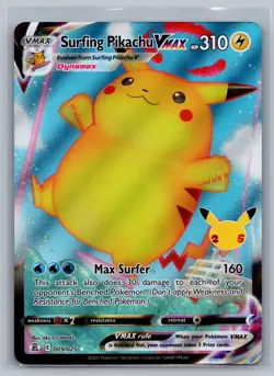 Surfing Pikachu VMAX Celebrations #009/025 Ultra Rare,Holo Pokemon Card - Image 1